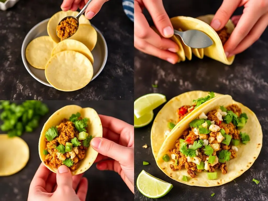 arm taco shells
Generous keema filling
Garnish with fresh cilantro and lime