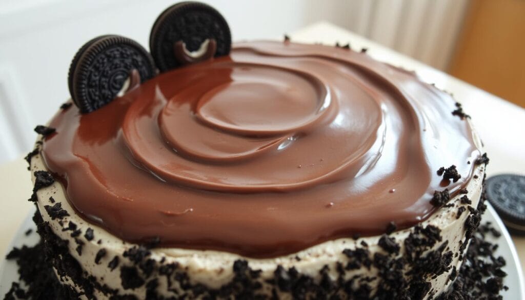 Chocolate Oreo Ice Cream Cake Fudge Layer