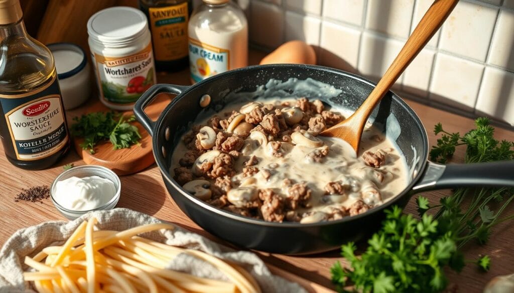 Creamy Beef Stroganoff Sauce Preparation