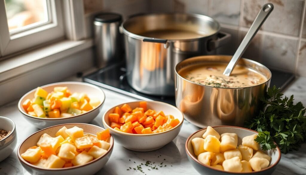 Creamy Chicken Gnocchi Soup Base Preparation