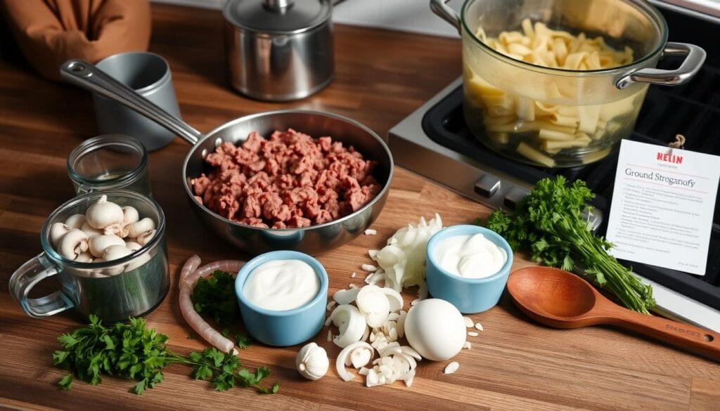 Ground Beef Stroganoff Kitchen Preparation