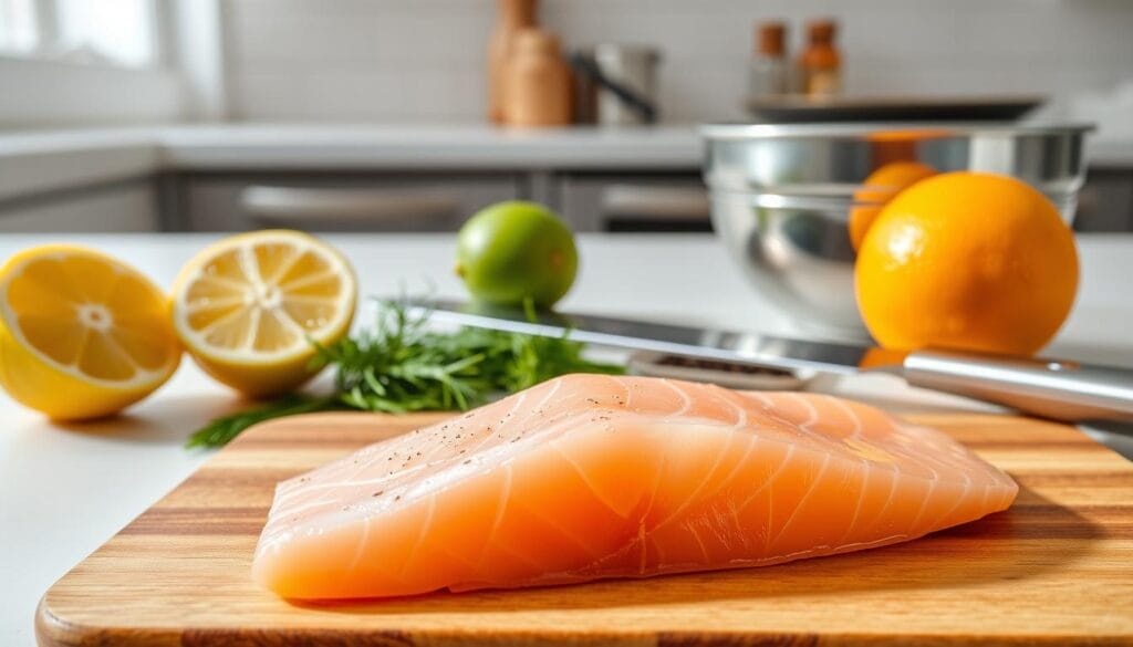 Citrus-Cured Salmon Dressing Preparation