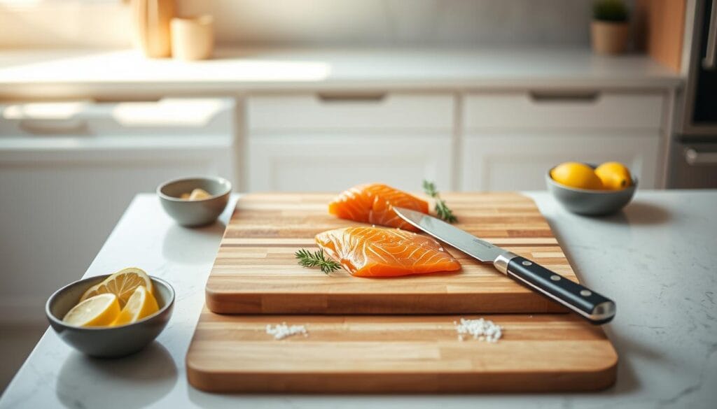 Salmon Crudo Preparation Workspace