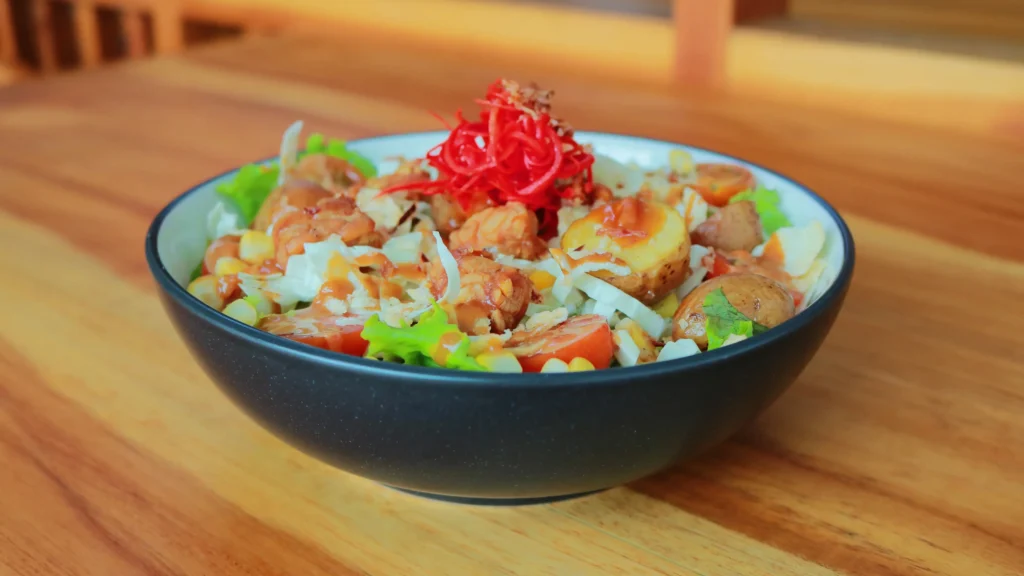 street corn chicken rice bowl